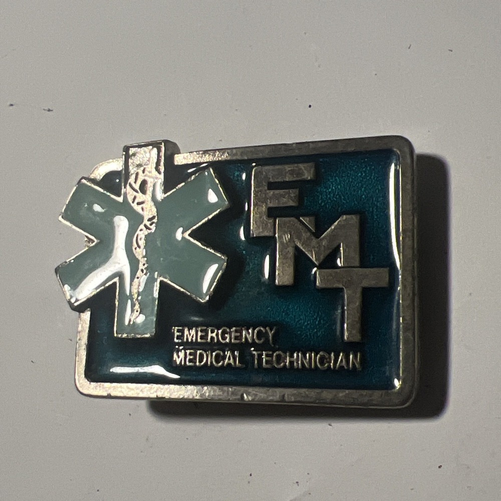 Vintage EMT Belt Buckle Emergency Medical Technician Star of Life Blue Enamel
